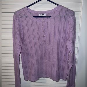 525 AMERICA CASHMERE POINTELLE HENLEY PULLOVER WOMENS SMALL LILAC